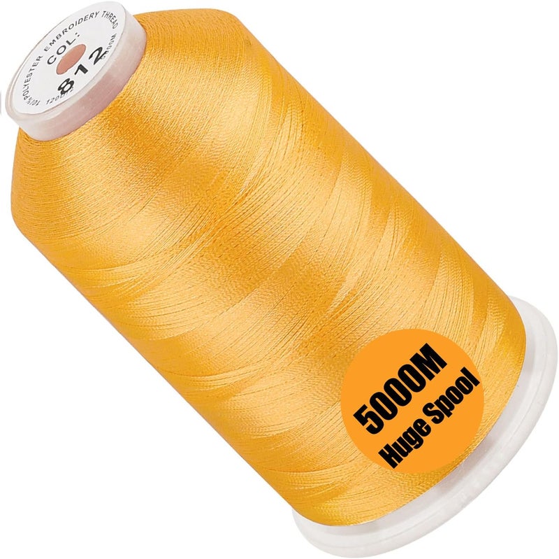 New brothread - Single Huge Spool 5000M Each Polyester Embroidery Machine Thread 40WT for Commercial and Domestic Machines - Cream Yellow - Image 1